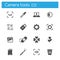 Camera tools flat gray icons set of 16