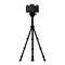 Camera on tripod with back side screen view. Vector illustration.