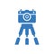 Camera tripod icon, blue color