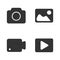 Camera, video camera, photo and video icon vector. Black color set, flat design, minimalist style.