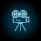 Camera, video, cinema blue neon icon. Simple thin line, outline vector of cinema icons for ui and ux, website or mobile