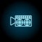 Camera, video, cinema blue neon icon. Simple thin line, outline vector of cinema icons for ui and ux, website or mobile