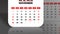 A camera zooms in Thanksgiving date on the November page of a calendar 2021