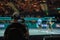 Cameraman filming R. Bopanna and M. Ebden playing the semi final at ABN AMRO Open 2023 tennis player at Rotterdam Ahoy arena