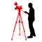 Cameraman with video camera. Silhouettes on white background