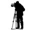 Cameraman with video camera. Silhouettes on white background