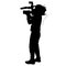 Cameraman with video camera. Silhouettes on white background