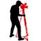 Cameraman with video camera. Silhouettes on white background