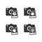 Cameras with different season photos. Black and white icon group
