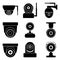 Cameras for home and office. Flat icon. Silhouette vector