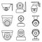 Cameras for home and office. Flat icon. Thin line vector