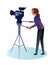 Camerawoman flat cartoon vector illustration