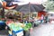 CAMERON HIGHLANDS, MALAYSIA, APRIL 6, 2019: Tourist and shoppers shopping fresh agriculture produce from street stalls market,