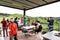 CAMERON HIGHLANDS, MALAYSIA, APRIL 6, 2019: Visitors dining and enjoying scenic view at BOH Sungai Palas Tea center cafe. Popular