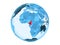 Cameroon on blue globe isolated