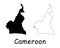 Cameroon Country Map. Black silhouette and outline isolated on white background. EPS Vector