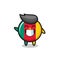 Cameroon flag badge cartoon character doing wave hand gesture