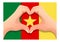 Cameroon flag and hand heart shape