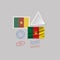 CAMEROON flag postage stamp set, isolated on gray background, vector illustration. 10 eps