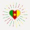 Cameroon heart with flag of the country.