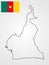 Cameroon map silhouette contour and flag.