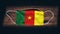 Cameroon National Flag at medical, surgical, protection mask on black wooden background. Coronavirus Covidâ€“19, Prevent infection