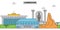 Cameroon outline city skyline, linear illustration, banner, travel landmark