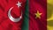 Cameroon and Turkey Realistic Flag â€“ Fabric Texture Illustration