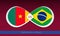Cameroon vs Brazil  in Football Competition, Group A. Versus icon on Football background