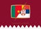 Cameroon vs Serbia, group stage icon of football competition on burgundy background