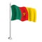 Cameroonian Flag. Isolated Realistic Wave Flag of Cameroon Country on Flagpole