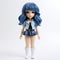 Camila: Stylistic Manga Doll With Blue Hair And White Jacket