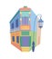 Caminito la Boca, a bright multicolored house in an alley located in Buenos Aires, Argentina. Vector image in flat style