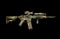 Camo painted tactical carbine isolated on black