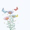 Camomile flowers and butterflies, vector
