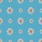 Camomiles. Delicate white flowers. Repeating vector pattern. Isolated blue background. Snow-white daisies. 