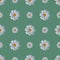 Camomiles. Delicate white flowers. Repeating vector pattern. Isolated green background. Snow-white daisies. 