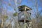 Camouflage colored stand in Doeberitzer heide Brandenburg Germany