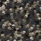 Camouflage gray and brown scull silhouettes seamless pattern background