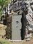 camouflage metal door of a bunker of WWII soldiers