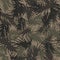 Camouflage needles plants, seamless pattern. Grunge branches and herbs, green hand drawn forest camo background.