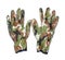 Camouflage rubberized gloves on a white background.Camouflage gloves background