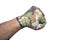 Camouflage rubberized gloves on a white background.Camouflage gloves background