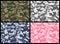 Camouflage seamless pattern set. Vector illustration repeat print. Khaki gray pink blue green texture army hunting