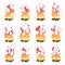 Camp fire animation. Outdoor fireplace hiking bonfire burn vector key frames