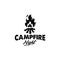 Camp fire flame vintage retro silhouette logo design, Bonfire camping adventure