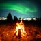 Camp Fire Watching Northern Lights