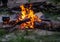 Camp fire in the wilderness of Botswana