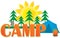 Camp Graphic with Tent and Trees