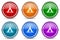 Camp silver metallic glossy icons, set of modern design buttons for web, internet and mobile applications in 6 colors options